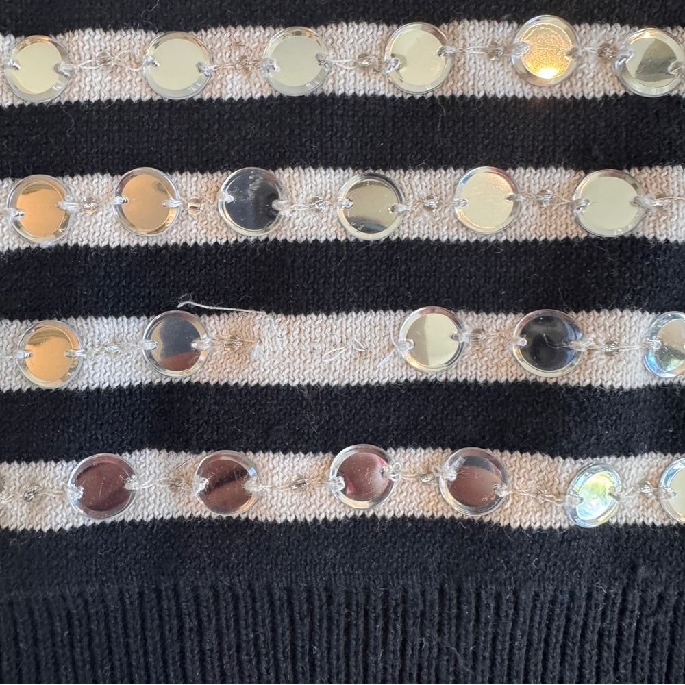 J Crew Black Ivory Embellished Sleeveless Sweater Shell Womens Size XL - Picture 6 of 13